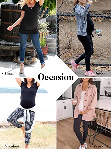 Liu & Qu B076M4XXJ8 Womens Maternity Tops Short Sleeve Round Neck Pregnancy Shirts 3 Packs thumb #1