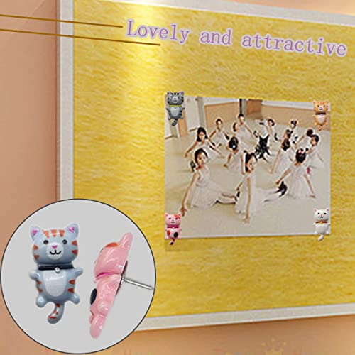 50 pcs Cat Push Pin, Little Flower Cat Decorative Push Pin, Cute Thumb Tacks Animal Push Pins for Cork Board Bulletin Board Photo Wall Maps
