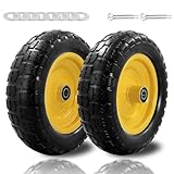 Upgrade 2Pcs 10' Solid rubber Tire and Wheel,5/8' Bearings, 2.17' Offset Hub,4.10/3.50-4 Solid Tires Fit for Garden Carts/Dolly/Trolley/Dump Cart/Hand Truck/Wheelbarrow/Garden Wagon,