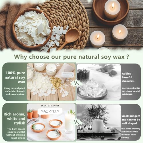Soy Wax Candle Making Kit Supplies With Wax Melter, Natural Candle Wax for Candle Making - DIY Candles Making Supplies, Including 3lbs Soy Wax Flakes, Melting Pot, Electric Stove, Candle Wick by FAIRYELF - Image 4