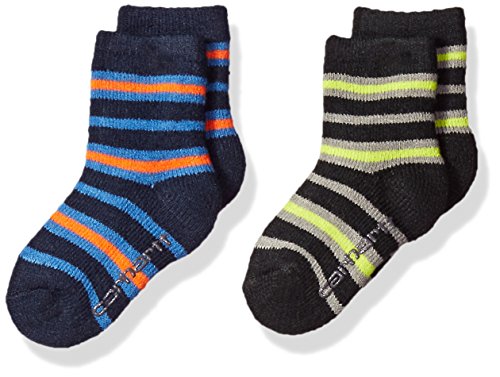 Carhartt boys Crew With Grippers 2-pair Casual Sock, Blue/Black, Shoe Size 4-8.5 18-36 Months US