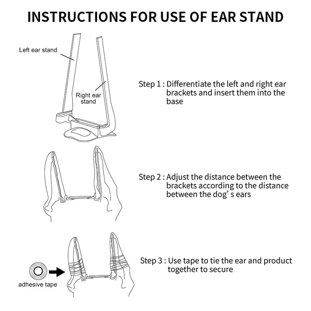 DONGKER Outil de Soin des Oreilles de Chien,Outils D'autocollant d'oreille de Chien de Compagnie pour Doberman Pinscher Chien Samoyède Berger Grand Danois