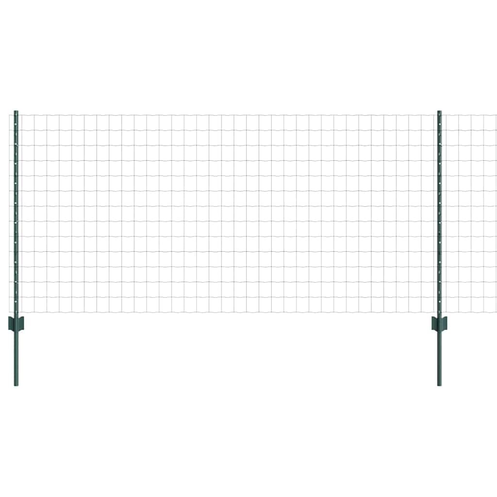 Green Steel Garden Fence Panel 1 x 10 m with Posts, Modern Privacy Screen for Outdoor Robusta Border for Yard Patio Lawn, Easy Assembly, UV Resistant for Dogs Pets Plants
