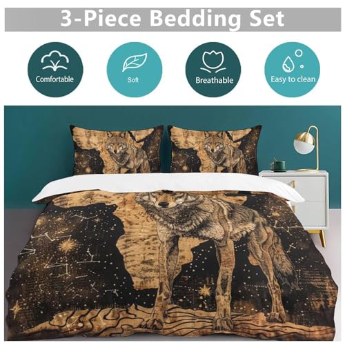 Housse de couette Wölfess avec fermeture éclair en microfibre douce