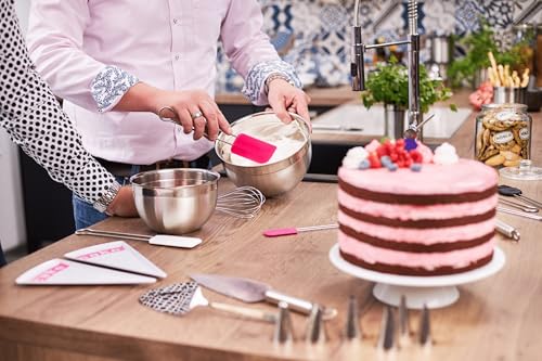 Foto von RÖSLE Teigschaber Pink Charity Edition, Hochwertiger Teigspachtel als Back- und Kochhelfer, strapazierfähiges Silikon, 26 cm, Edelstahl 18/10, -30°C bis +230°C, Spülmaschinengeeignet