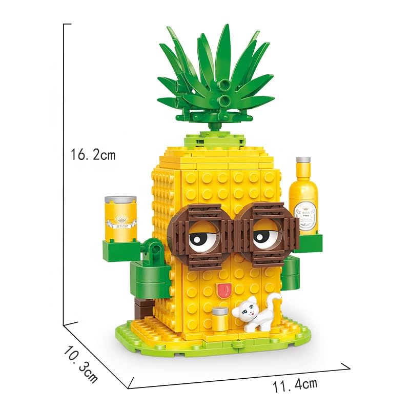 Image of Pineapple Refreshing Store Building Blocks Set - 249 PCS STEM Construction Toy for Kids 6+ | Creative DIY Fruit Shop Model | Educational Gift for Girls & Boys | Easy-to-Build Block Set