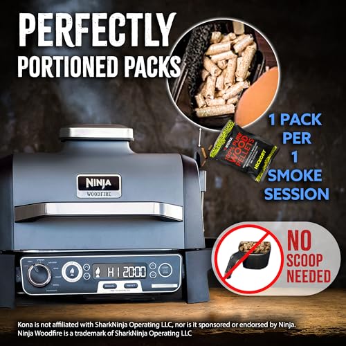 Kona Wood Pellets Intended for Ninja Woodfire Grill, 12 Single-Use Pouches (4 Flavors)
