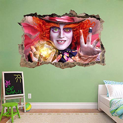 Peel And Stick Vinyl Stickers,Mad Hatter In Wonderland Shattered Wall Decal Wall Sticker Art Mural-50Cmx70Cm #TOP2
