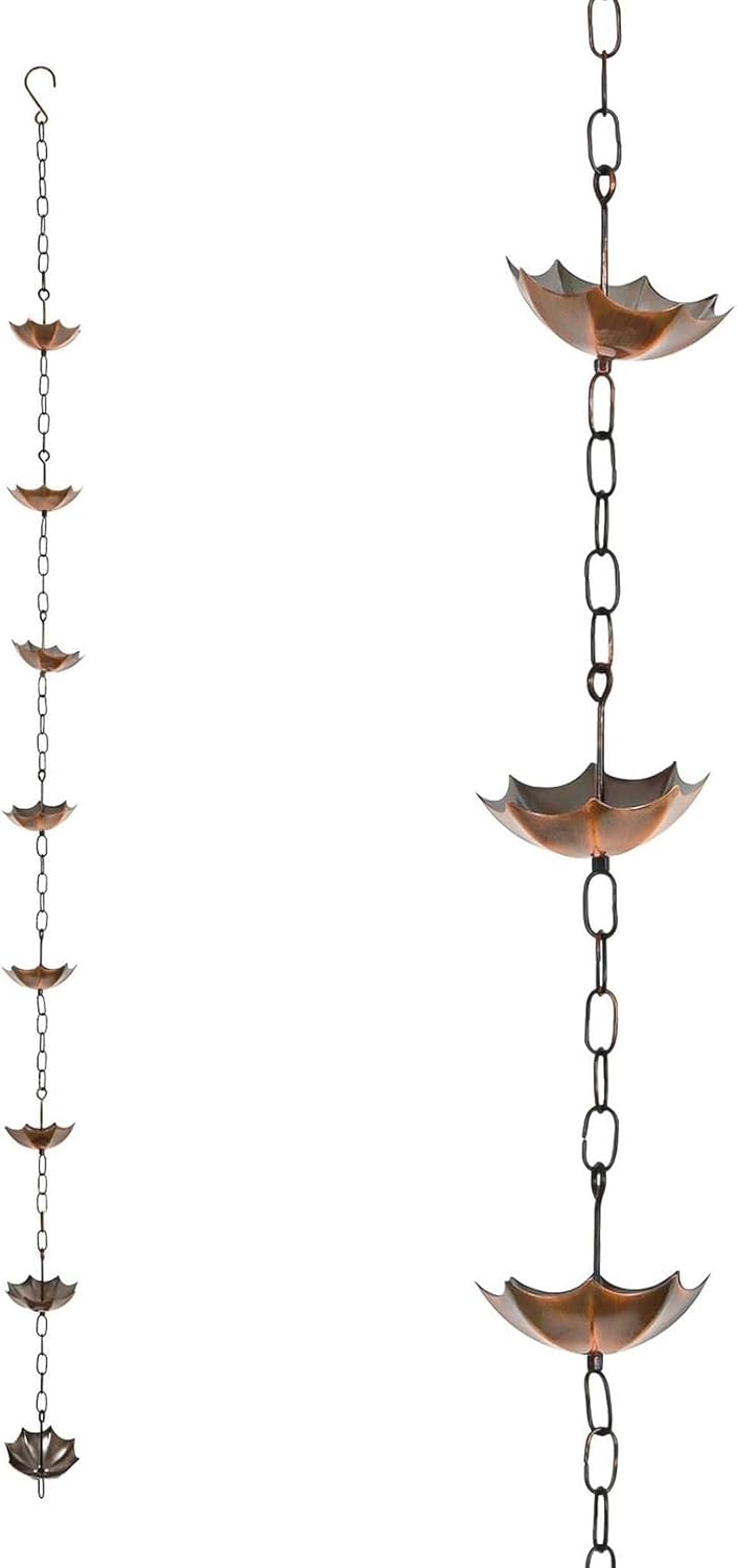 Rain Chains, Metal Rain Catcher Chain Decorative Umbrella Rain Chain Bell Decor for Home,Rain Chains for Outside Garden Balcony Porch