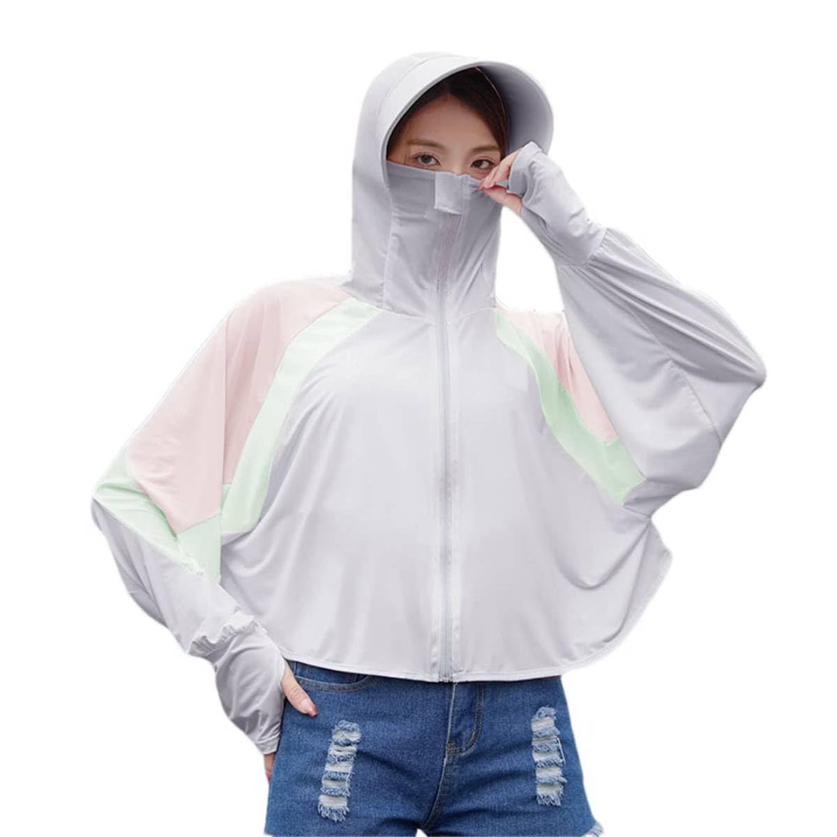 PALAY® Sun Protection Jacket for Women UPF 50+ Sun Black-coating Wide Brim Hat Protection Jacket Lightweight Full Zip up Outdoor Running Hiking Hoodie with Face Mask-image-31