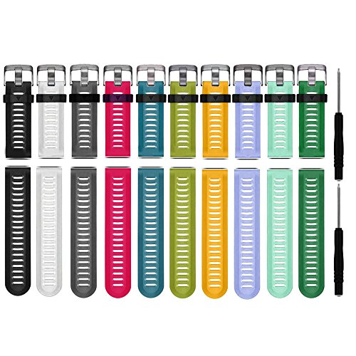 HWHMH Colorful Replacement Silicone Bands with Pin Removal Tools for Garmin Fenix 3 / Garmin Fenix 3 HR (No Tracker, Replacement Bands Only) (Pack of 10)