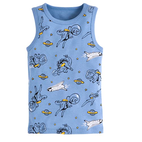 Image of benetia Toddler Baby Boys Cotton Sleeveless Tank Top Cartoon Dinosau Undershirts Kids 18 Months- 8Years 3-Pack