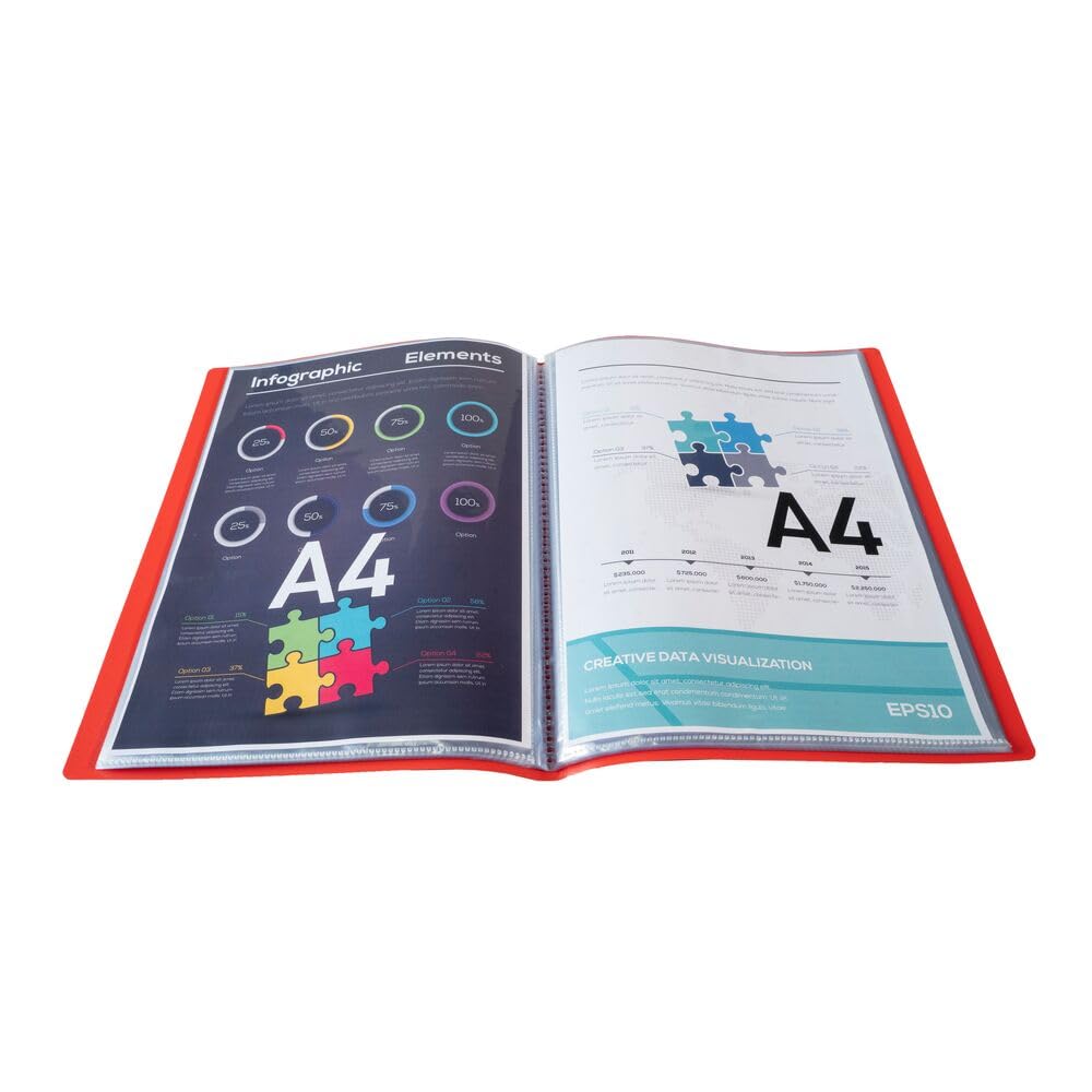 Exacompta - Ref 8825E - Confezione da 20 cartelline Opak - 20 buste trasparenti lisce - 40 facciate - Formato A4 - Dimensioni 24 x 32 cm - Copertina semirigida in polipropilene, colore rosso