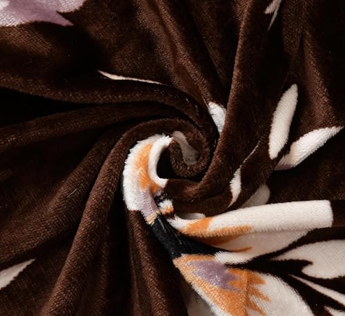 Image of Warm Flannel (Flano) King Size Winter Fitted Bedsheet | All Side Elastic Premium Winter Soft Velvet Furnishing Bed Sheet with 2 Big Pillow Cover Size - 72 x 78 X 8 Inches Chololate Brown