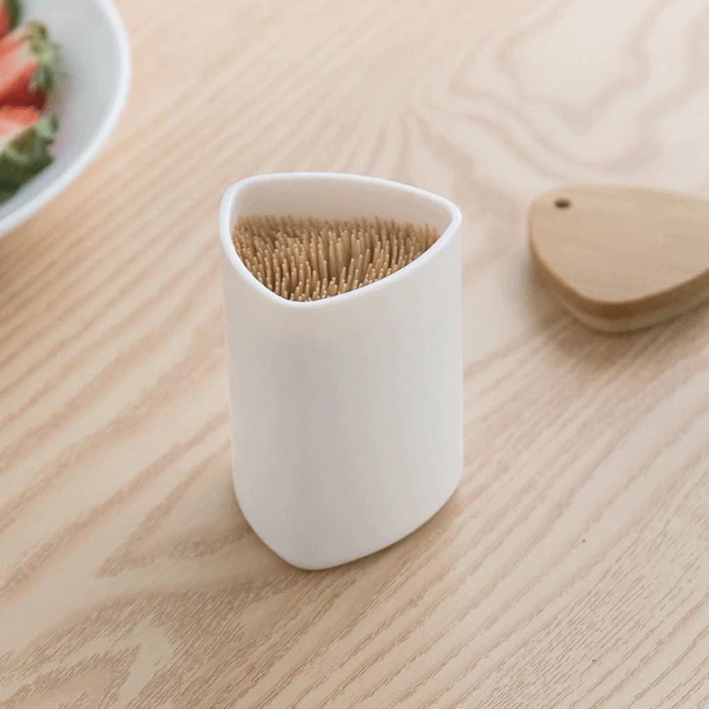 Soporte portátil para Palillos de Dientes Dispensador de Palillos de Dientes Cubo Decoración de la Mesa del hogar Caja de Palillos de Dientes con Tapa (A 5.5 x 5.5 x 8 cm)