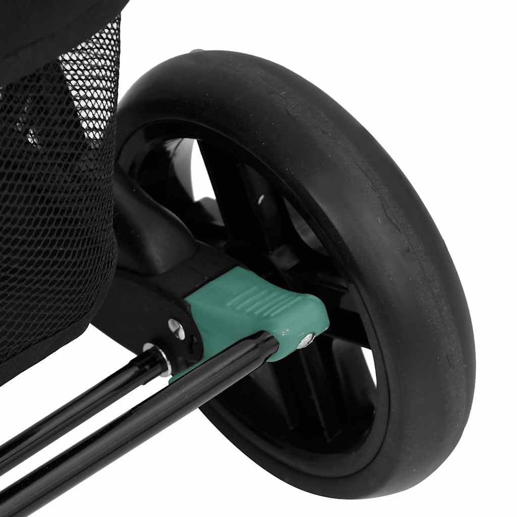 vidaXL Poussette à Deux Places Landau Pliable de Vayage Poussette de Voyage pour Tout-petit Extérieur Protection contre Rayons UV Vert Acier