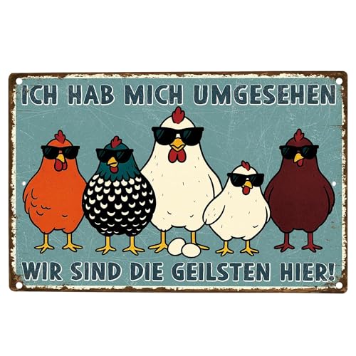 Hühner Deko Metalltafel mit Lustigem Spruch für Gartenzaun und Hofdeko Gartenschilder für gartenbereich lustige schilder mit sprüchen Metallschilder mit Sprüchen Hühner Schild