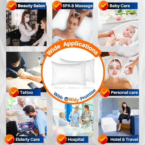 Image of Nidy 20Pcs Disposable Pillow Case Non-Woven Pillow Covers for Medical Travel Hotel Bedroom Home Bedding Portable Supplies Single-Use Pillowcases with Flap Design White Color Size 50x80CM