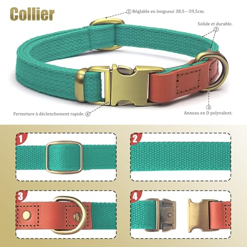 Qianruida Nylon Dog Collar and Leash Set Durable, Adjustable with a Solid Fastening, Comfortable and Durable - Image 2