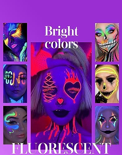 UV-Neon-Blacklight-Body-Paint-with-Application-Brushes-Set-Easy-to-Use-and-Apply-Neon-Colors-Under-Blacklight-Face-Paint-Long-Lasting-Glow-for-Christmas-Parties-Dance-Events-Art-Projects-01