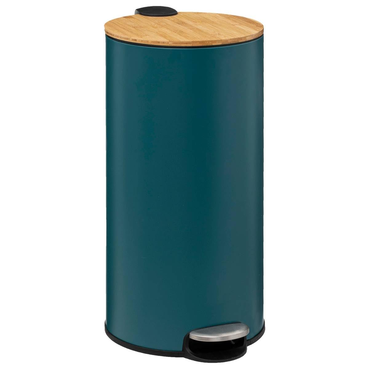 Poubelle 30L Avec Couvercle Bambou - Design Moderne Vert - Pour Cuisine, Salon - 5five