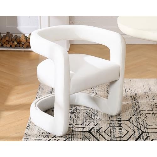 HNY Black Boucle Barrel Dining Chair, Modern Upholstered Dining Room Chairs with Open Back & Sled Base, No Assembly Kitchen Arm Chairs, Comfy Accent Makeup Vanity Side Chair for Living Room
