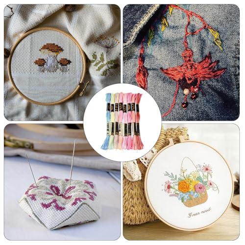Image of 8 Skeins 70 Yards 6 Ply Variegated Cross Stitch Floss Polyester Gradient Embroidery Thread Colorful Friendship Bracelet String Yarn Bulk for Sewing Making Jewelry Needlecraft Knitting DIY