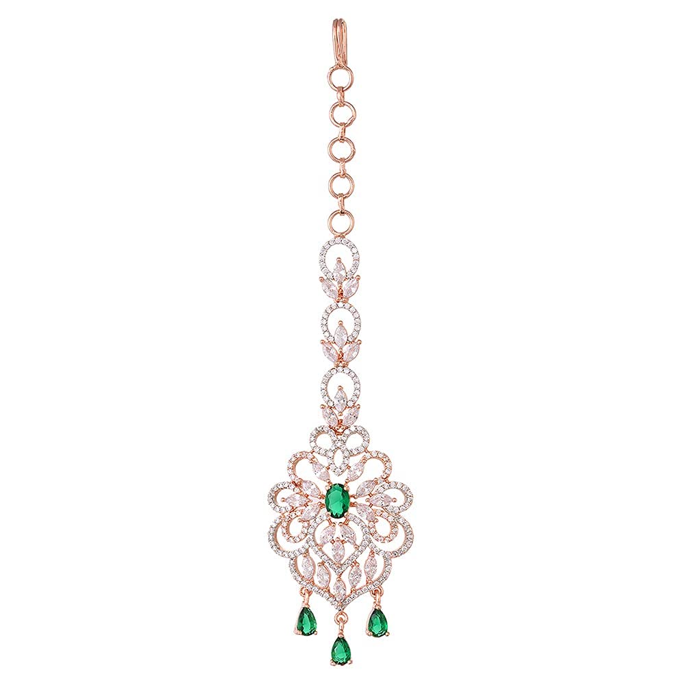 Saraf RS Jewellery-Rose Green AD studded Floral design Handcrafted Maang Tika (B095BWGG93) Amazon Price History, Amazon Price Tracker