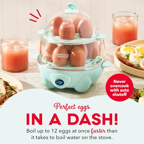 Image of Dash Deluxe Egg Cooker - Boiler, Poacher & Steamer - Includes Measuring & Recipe Guide - Dishwasher Safe - BPA Free - Holds 12 Eggs, Aqua