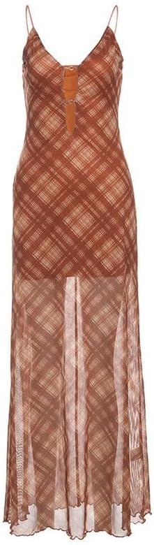 JSEIAJB Spring Women's Wear Backless Dress Color Slim Fit Sleeveless Long Skirt High Waist Fashion V-Neck Suspender Dress(Medium)