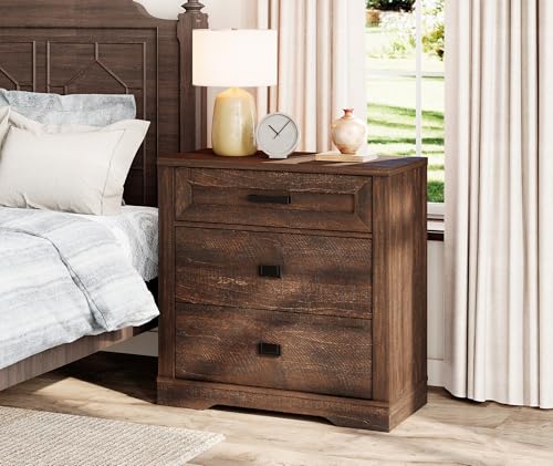 Image of WAMPAT 32-inch Tall Large Wooden Nightstand with Drawers