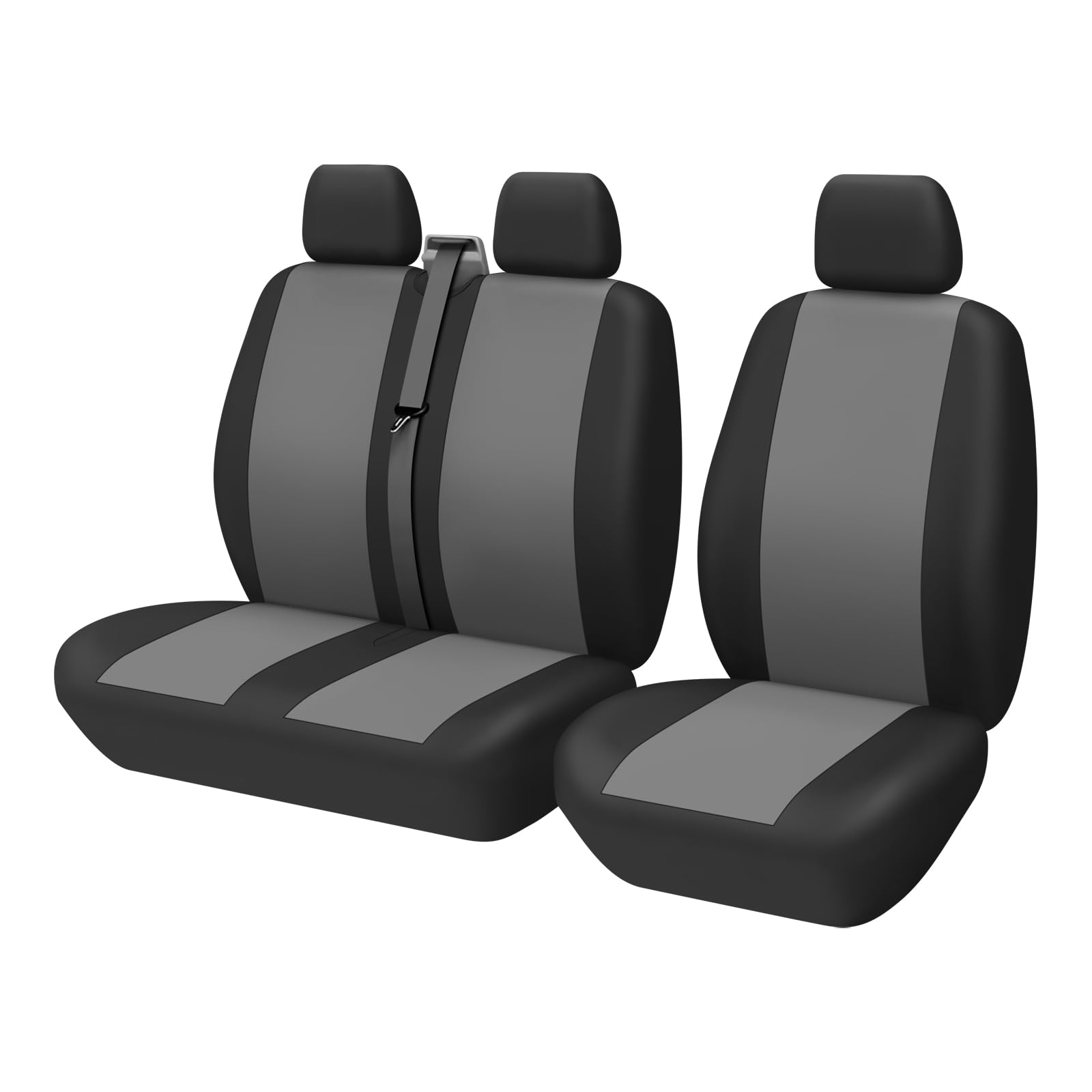 TOYOUN Van-Sitzbezüge, zweifarbig, universal, passend für die meisten Vans, LKWs, Einzel-, Doppel-, Auto-Vordersitzbezüge für Einzelfahrer und Doppel-Beifahrersitz, 2 + 1 Autositz-Zubehör, Schwarz und