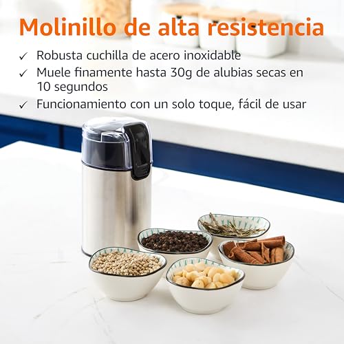 Amazon Basics Molinillo de café eléctrico, acero inoxidable