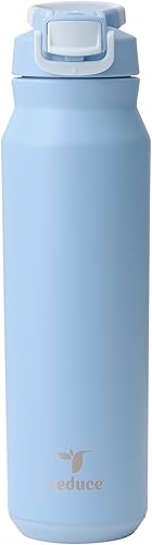 REDUCE Hydrate Pro - Botella de agua aislada de acero inoxidable de 32 onzas, tapa abatible a prueba de fugas, apta para lavavajillas, sin BPA,