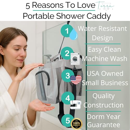 Portable-Shower-Caddy-Bag-Large-Capacity-Quick-Dry-with-Metal-Hook-Hanging-Shower-Bag-Breathable-Mesh-Toiletry-Shower-Tote-for-Gym-and-College-Dorm-Grey-Extra-Large