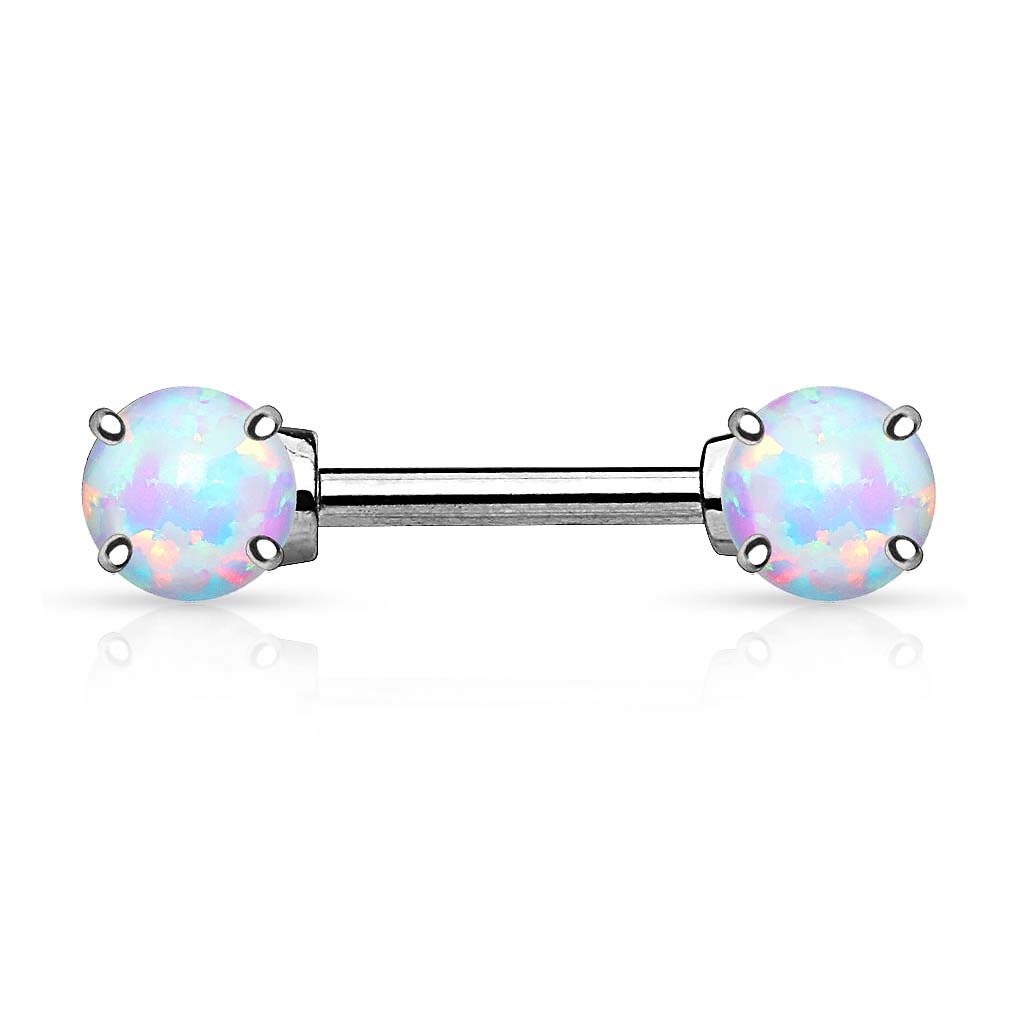 Taffstyle Piercing 14 Karat Gold Barbell Stab mit Opal Stein Kugeln