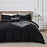 Bedsure Duvet Cover King Size - Soft Double Brushed Bedding Set for Kids & Adults, Zipper Closure, 3 Pieces, Includes 1 Duvet Cover (104'x90') & 2 Pillow Shams, NO Comforter, Black