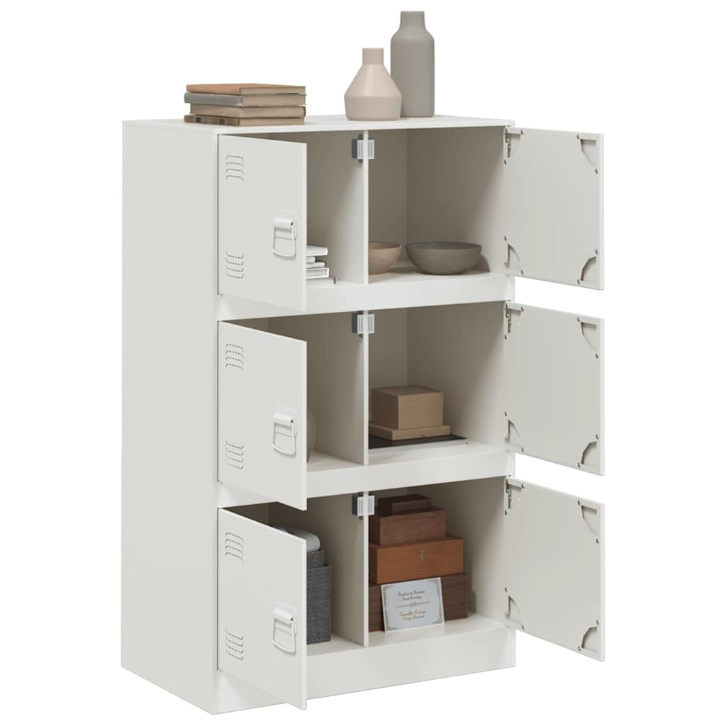 Credenza bianca 67 x 39 x 107 cm in acciaio con 6 ante