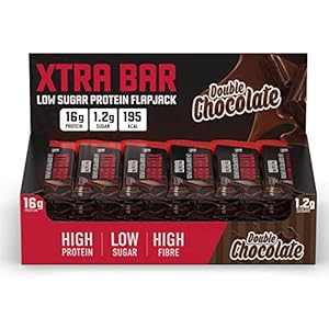 XL Nutrition | Xtra Bar | Protein Flapjack | Low Sugar | 16grams Protein | 195 Calories | 24 x 64g | (Double Chocolate, 1 count (Pack of 1))