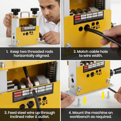 Image of Serplex 11-IN-1 Manual Wire Stripping Machine for 1.5-25mm Cables, 11-hole Hand Crank Copper & Aluminum Wire Stripper Aluminum Alloy Cable Recycling Tool Kit for Scrap Processing, Electrical Work