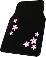 Vista 2 de BDK Alfombras con diseño floral de flores rosas para automóvil, camioneta, camión, SUV, juego completo de 4 piezas delanteras y traseras