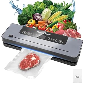 SOONHUA Vacuum Sealer Machine, Compact Food Sealer with 30 Sealer Bags, Multiple Modes, Build-in Cutter for 30cm Sealing Length Food Preservation and Storage