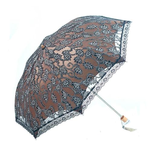 CEHJZQRPL Paraguas de Encaje Sombrilla de Encaje con diseño de Flores for Mujer, Estilo Vintage, for Bodas, Fiestas, protección UV, Resistente al Viento(Black)
