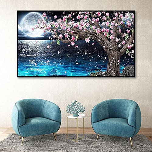 Image of HASTHIP 5D Diamond Painting Kit for Adults 27.5 X 15.7 Inch Lake Moon