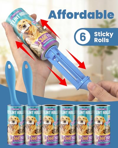 Image of POPCHOSE Lint Roller for Pet Hair Extra Sticky, 540 Sheets with 2 Handles