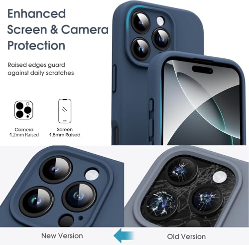 Image of mobistyle Designed for iPhone 16 Pro | Soft Liquid Silicone Slim Protective Case | Microfiber Lining Phone Back Cover Case for iPhone 16 Pro (Blue)