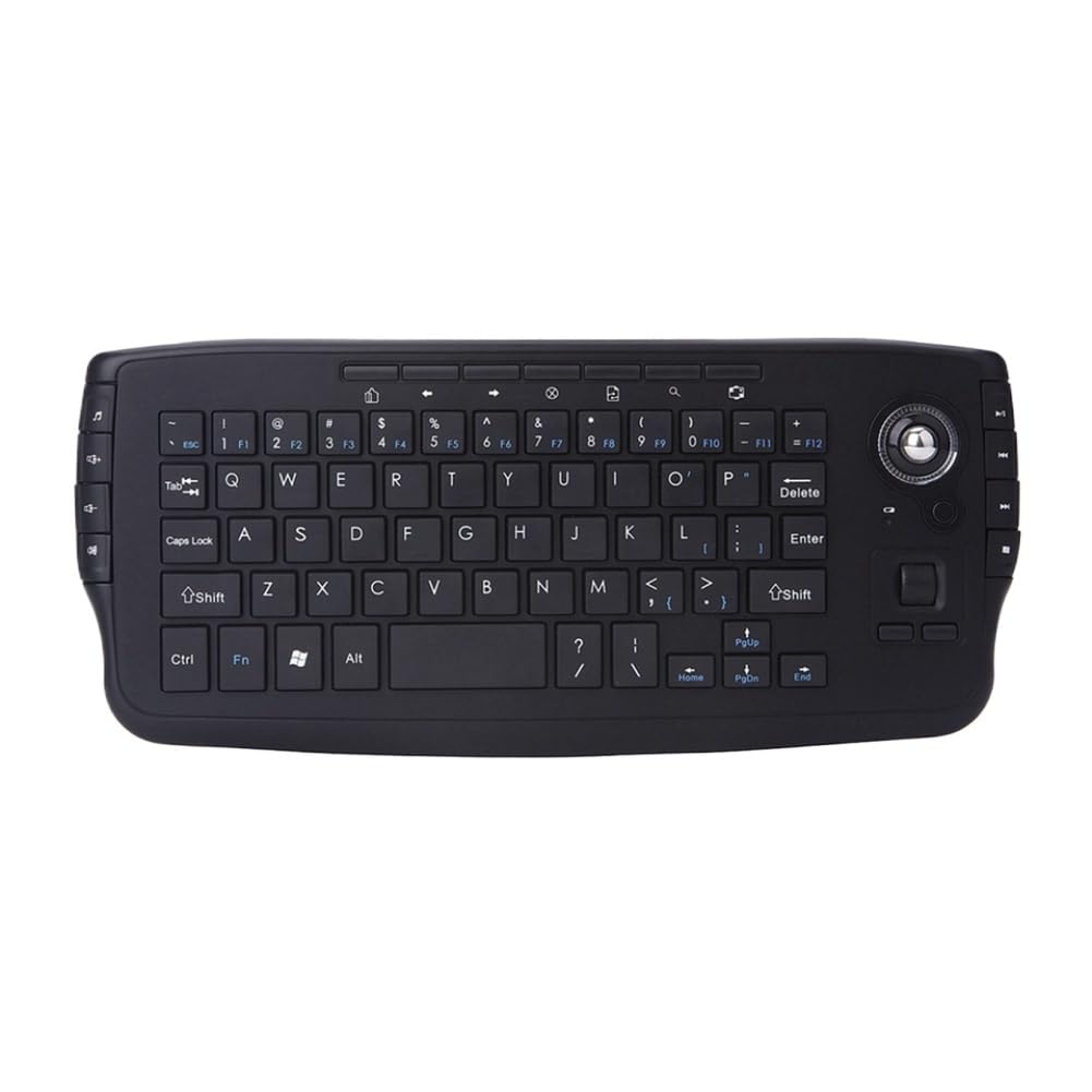 Kabellose ergonomische Tastatur mit 15 Multimedia-Funktionen und Trackball, kompatibel mit 2,4-G-Geräten