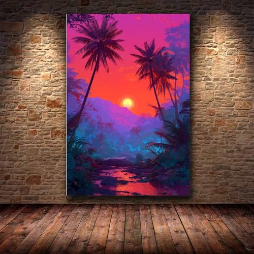 Tableau decoration murale forêt tropicale pour chambre zen