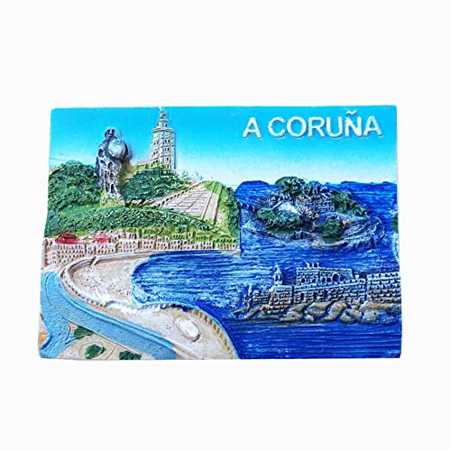3D A Coruna España nevera imán viaje recuerdo refrigerador magnético pegatina pintada a mano artesanía Cover