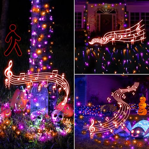 Enhon SO-ENHON-2969 500 Led 164Ft Halloween String Lights Outdoor With Spooky Music, Infrared Motion Sensor Controller Waterproof Lighted Halloween Fairy Lights thumb #6